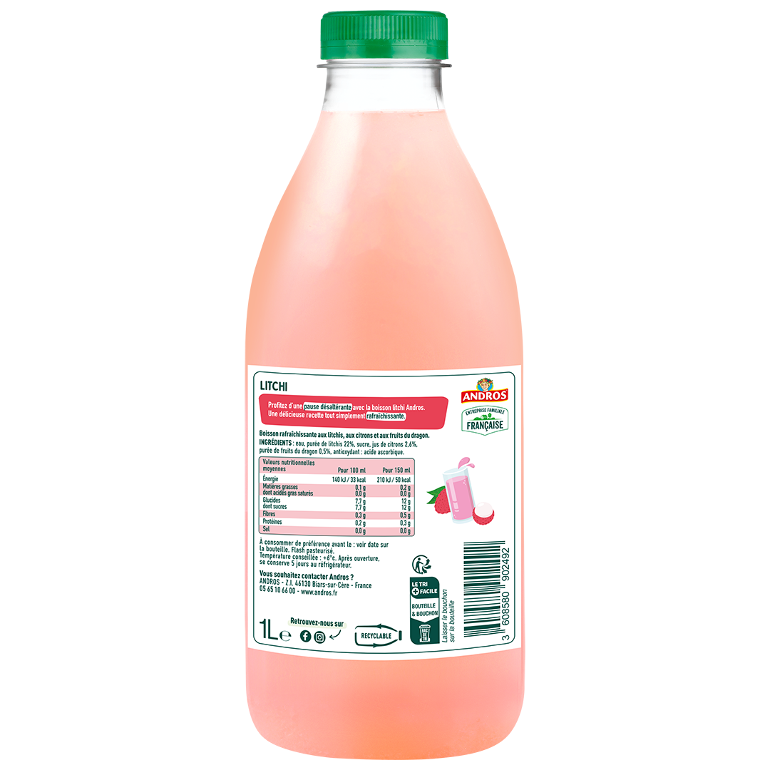 Boisson au litchi & une touche de fruit du dragon Andros