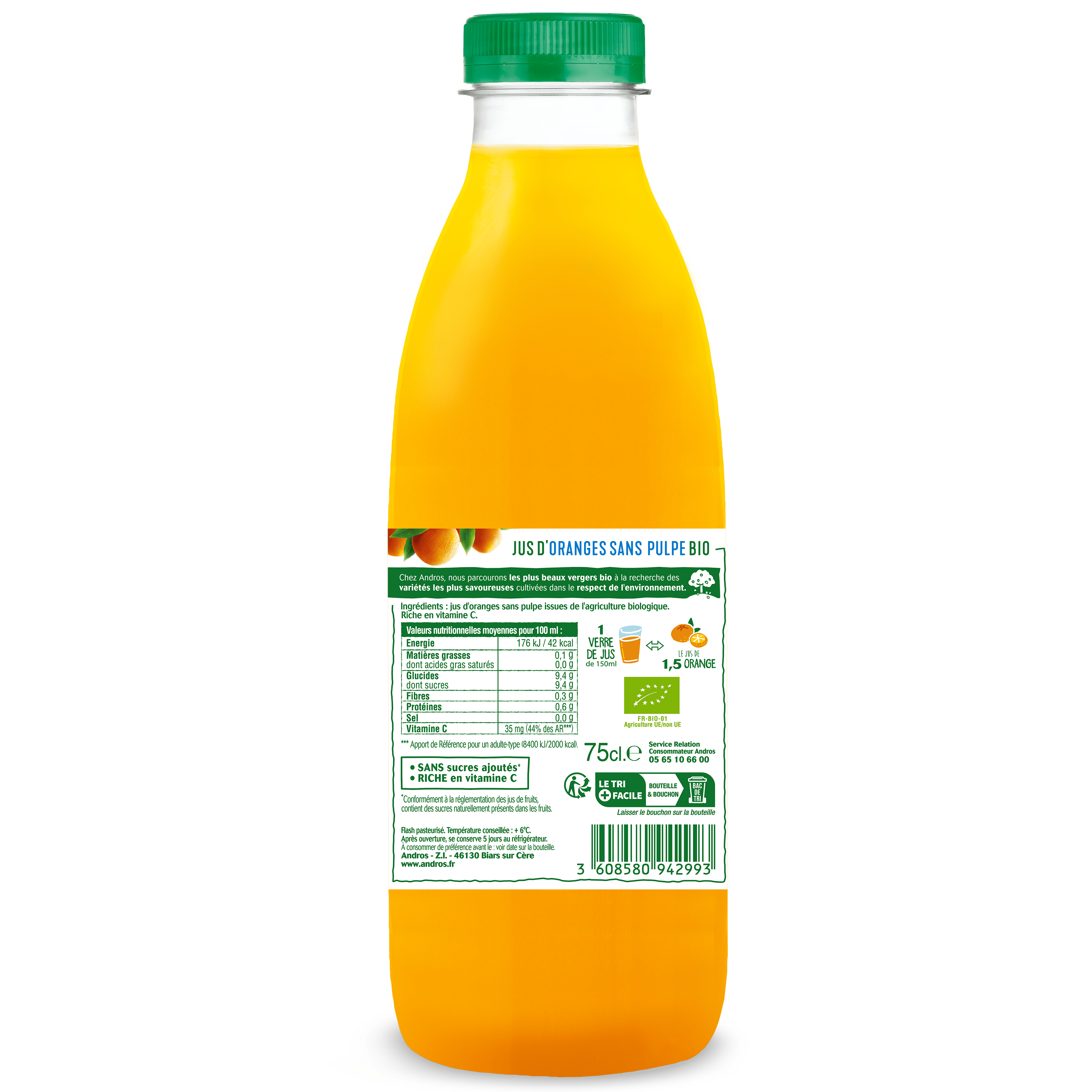 Jus d'Oranges bio sans pulpe