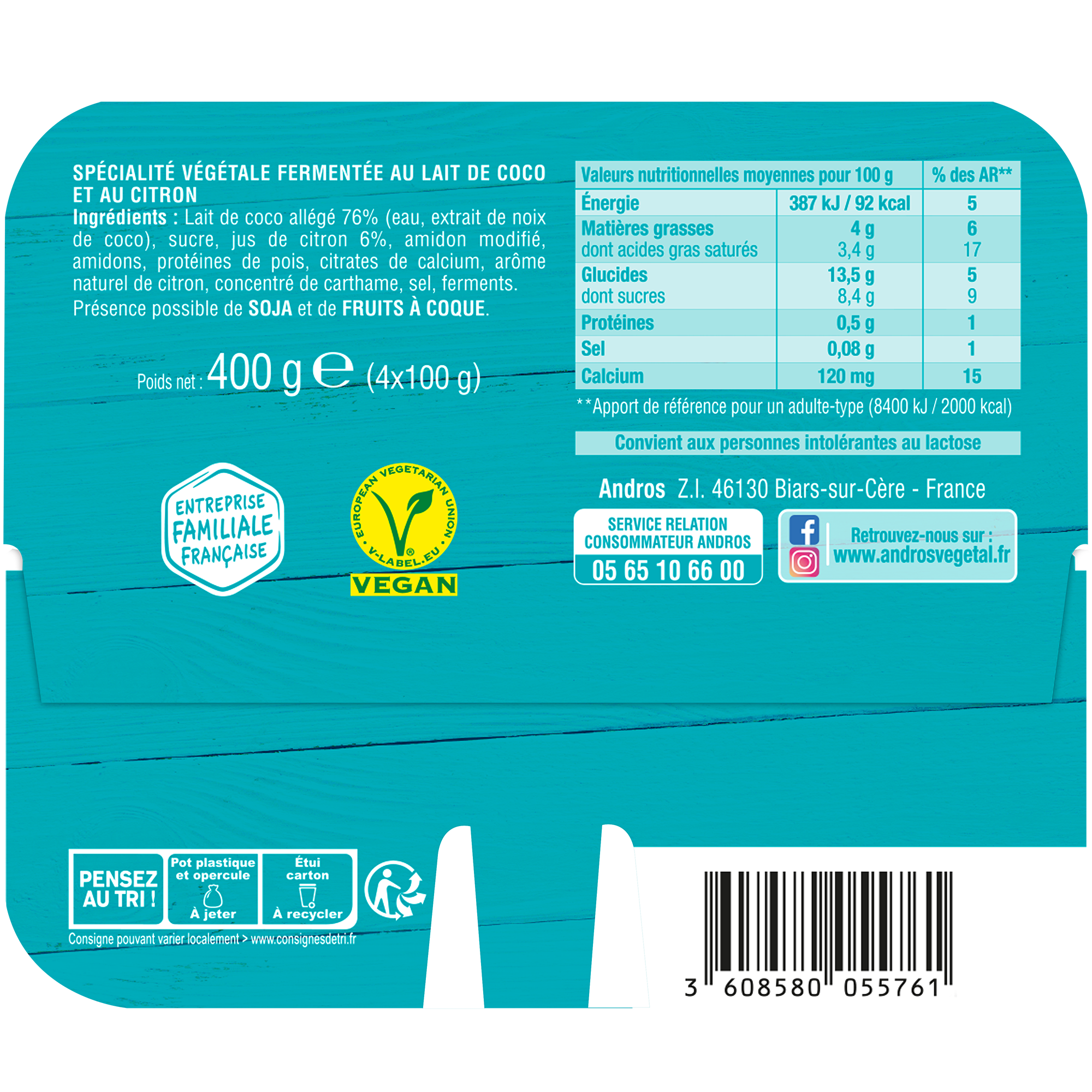 Ferme & Fondant Citron Andros Gourmand & Végétal