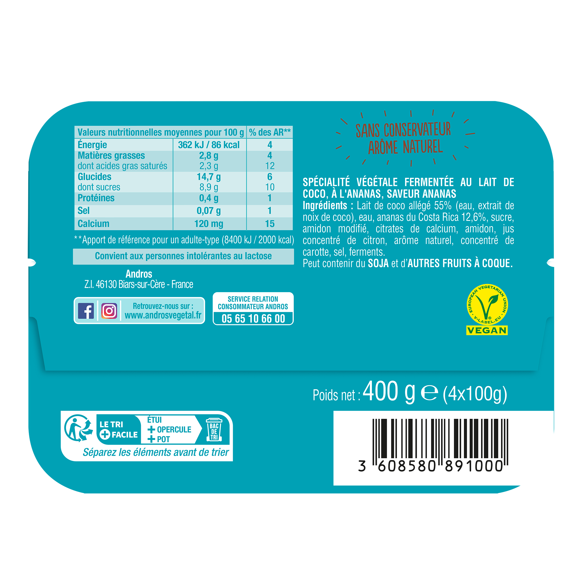Brassé ananas Andros Gourmand & Végétal