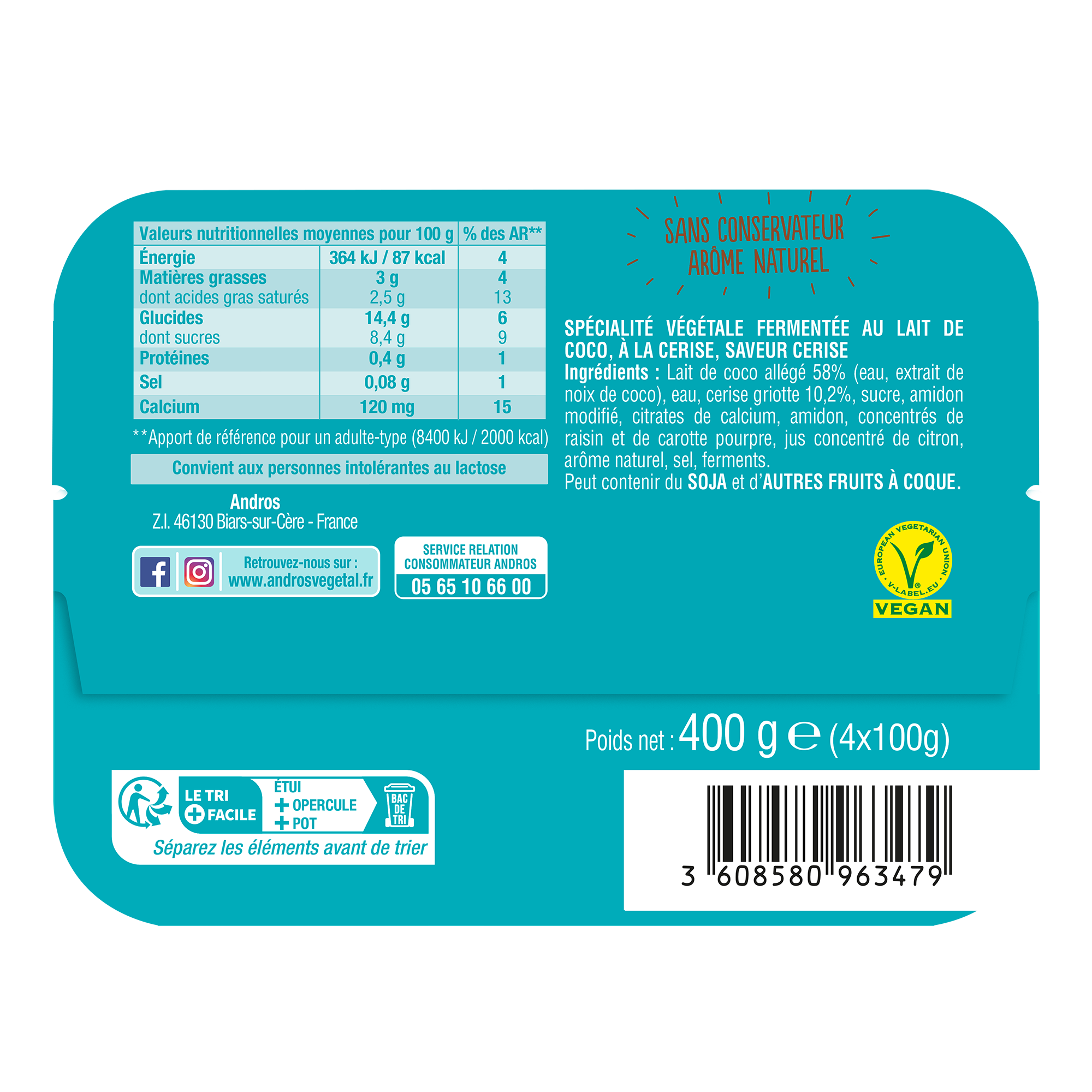 Brassé cerise griotte Andros Gourmand & Végétal