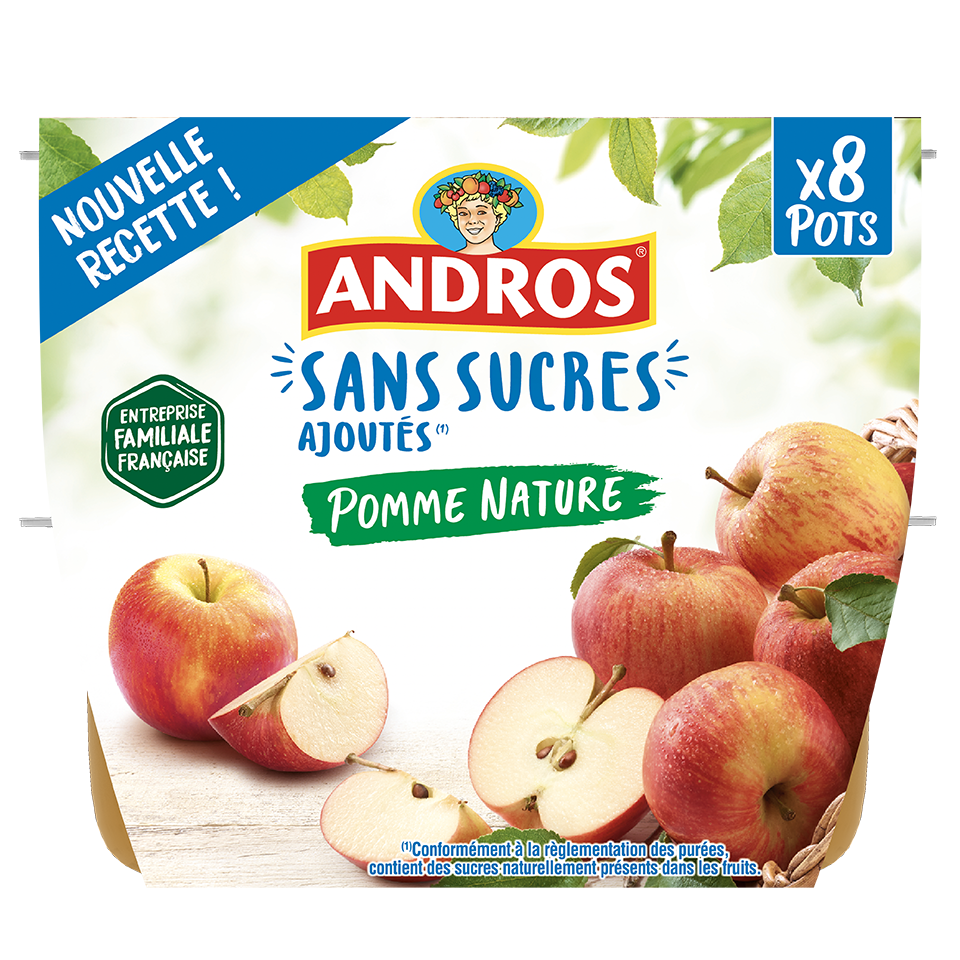 Calories et les Faits Nutritives pour Andros Compote Pomme Nature sans  Sucre Ajouté