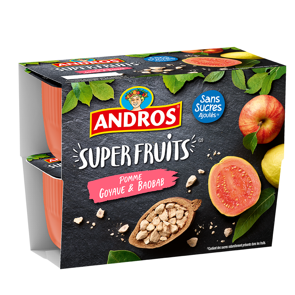 La compote sans sucre ajouté Superfruits pomme goyage baobab X 4