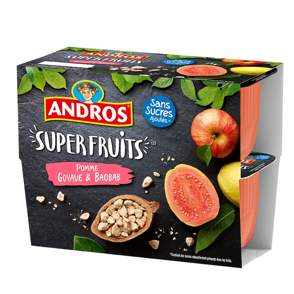La compote sans sucre ajouté Superfruits pomme goyage baobab X 4