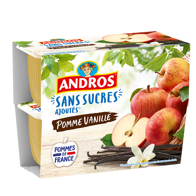 Dessert fruitier avec morceaux à la pomme et à la vanille – Andros
