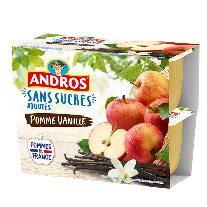 Fruits mixés pomme mangue ANDROS SPORT : la boite de 4 gourdes de