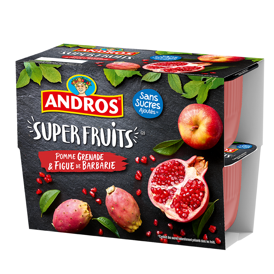 La compote sans sucre ajouté Superfruits pomme grenade figue de barbarie X 4