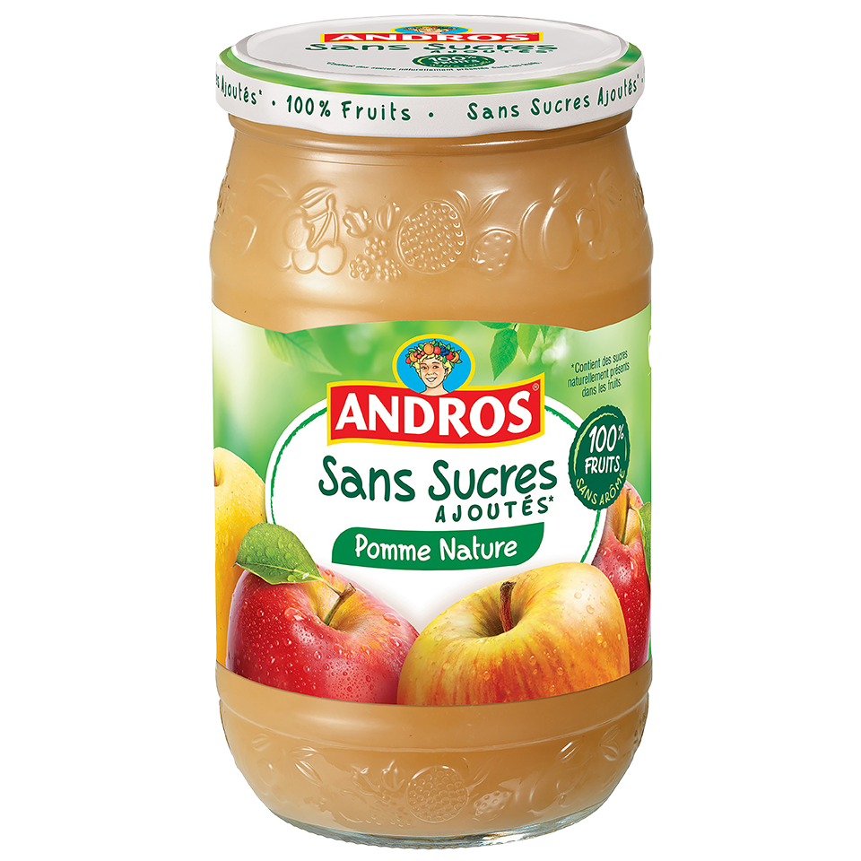 Compote pomme nature sans sucres ajoutés ANDROS : les 12 gourdes