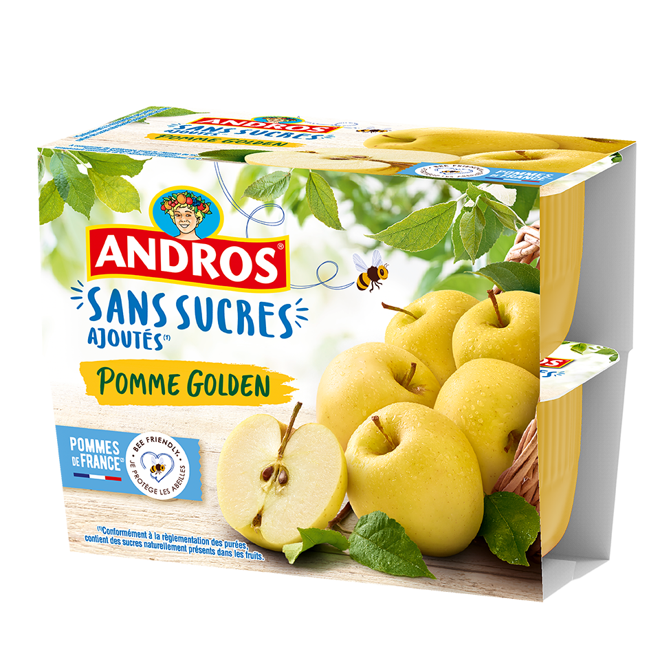 La compote sans sucres ajoutés pomme golden Bee Friendly X 4