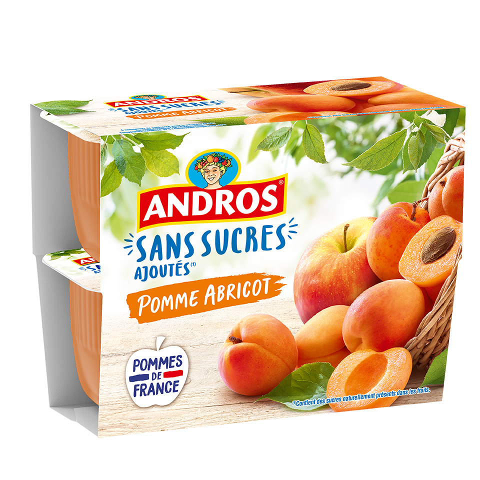 Compote Andros Pomme-Abricot sans sucres ajoutés 4x100g (400g