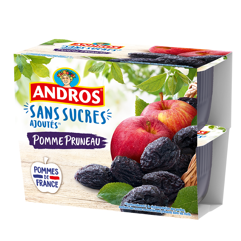 Compote Andros Pomme-Abricot sans sucres ajoutés 4x100g (400g