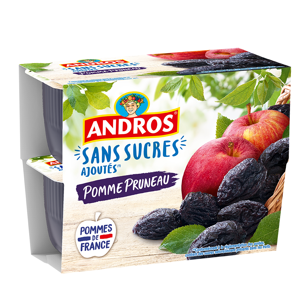 Andros Compote pomme nature sans sucres ajoutés 