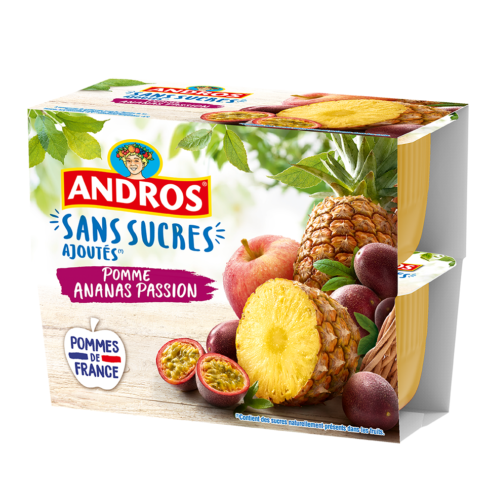 Calories et les Faits Nutritives pour Andros Compote Pomme Nature sans  Sucre Ajouté