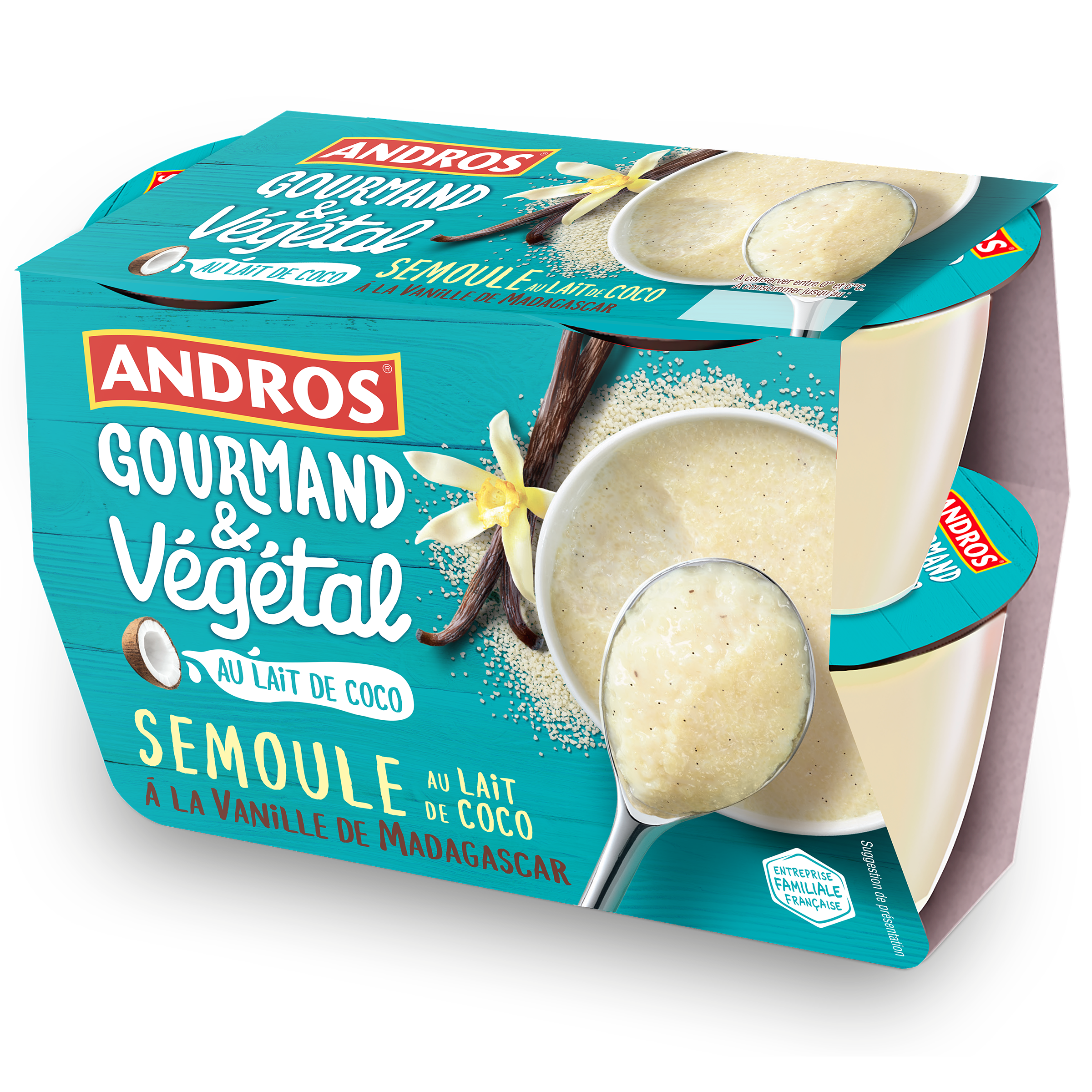 Semoule au lait de coco à la vanille Andros Gourmand & Végétal