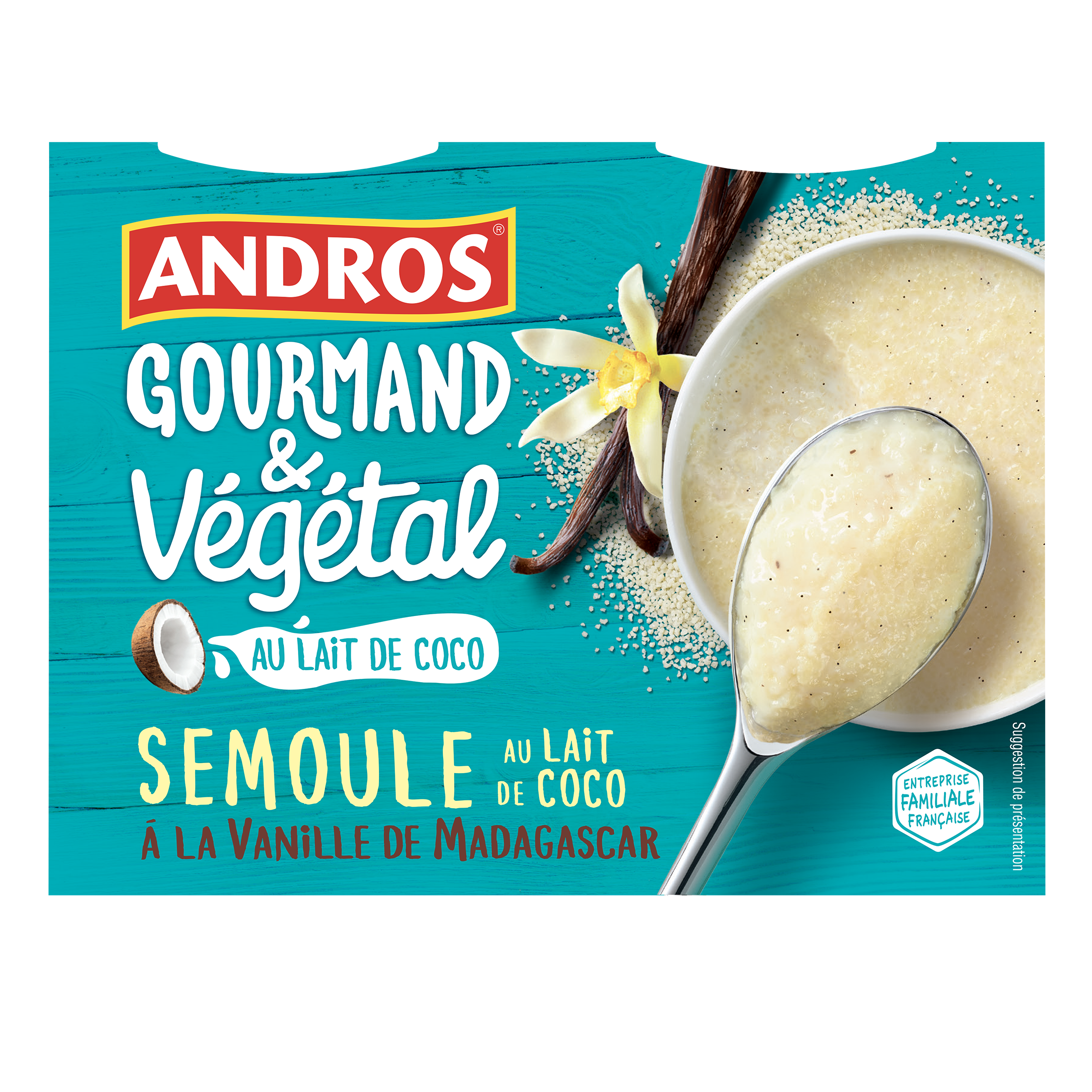 Semoule au lait de coco à la vanille Andros Gourmand & Végétal