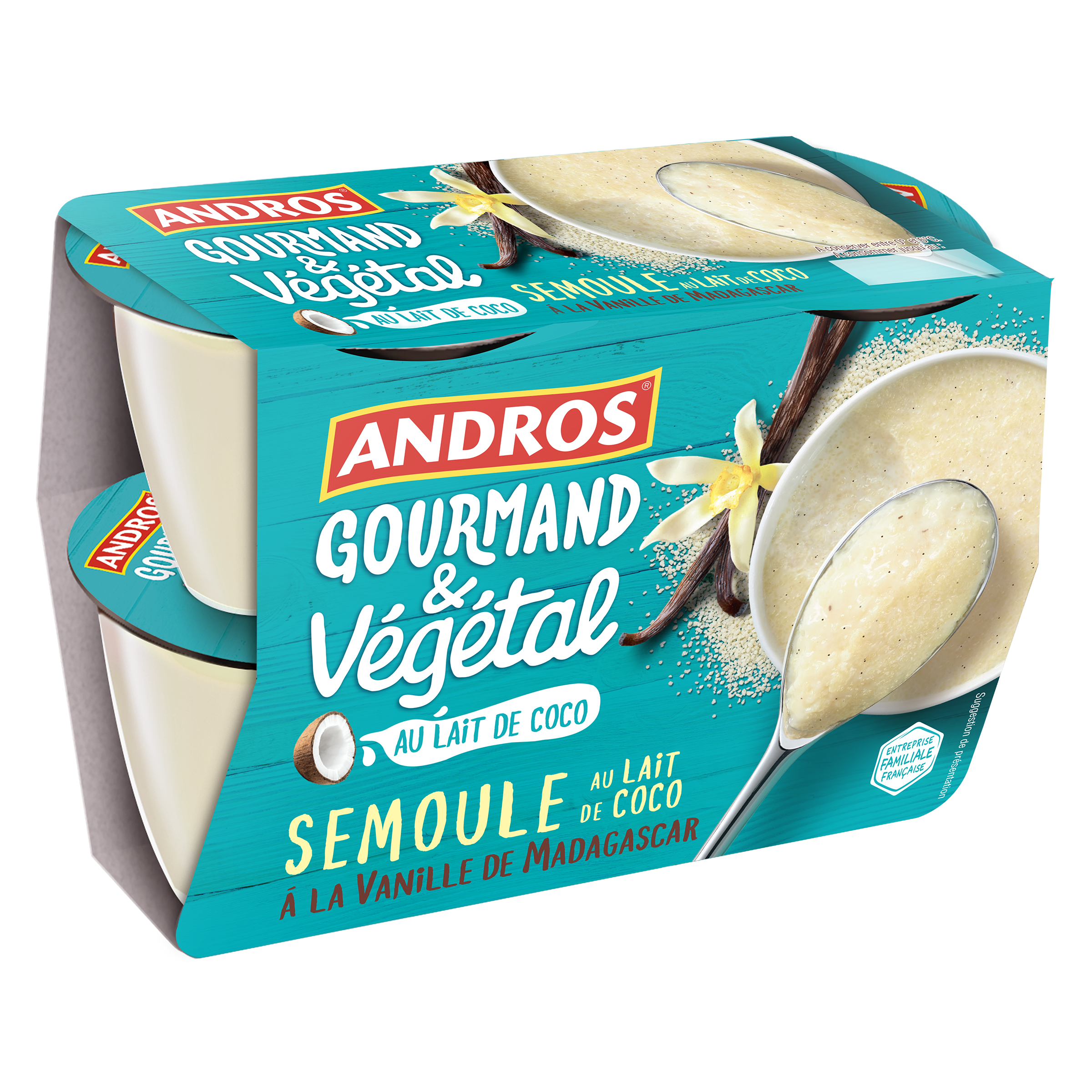Semoule au lait de coco à la vanille Andros Gourmand & Végétal