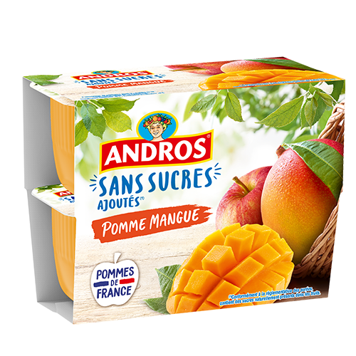 ANDROS Dessert fruitier Pomme Mangue sans sucres ajoutés