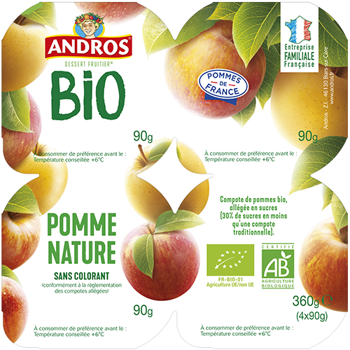 ANDROS Dessert fruitier Pomme Bio