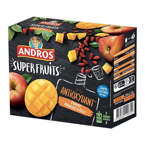 ANDROS Gourdes SuperFruits Antioxydant Pomme, Mangue & Goji